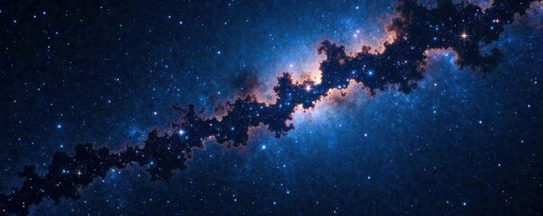dark universe with numerous stars in a vast blue background, galaxy, cosmos, astronomy