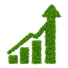 Poster - A vibrant graphic of a rising graph, artistically crafted from densely packed green leaves