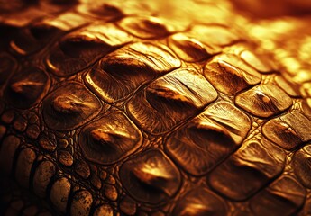 Poster - Close-up of Textured Reptile Skin with Detailed Scales Capturing Warm Tones and Natural Patterns in Nature's Design