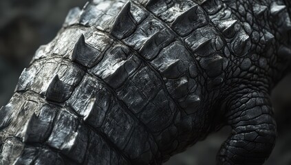 Poster - Close-Up of Textured Skin and Spikes of an Exotic Creature Showcasing Nature's Intricate Patterns and Details