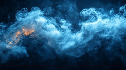 Poster - A captivating display of swirling mist gracefully intertwines in a dark setting, gently illuminated by warm light, creating an enchanting and mystical ambiance during nighttime