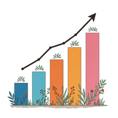 Poster - A vibrant graphic representation of a bar graph with an upward trend line