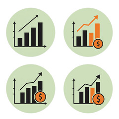 Poster - This image features four circular icons depicting bar graphs with upward trends