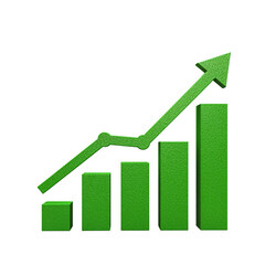 Poster - This vibrant green 3D bar graph illustrates a positive upward trend