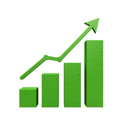 Poster - a vibrant green 3d bar graph with a rising trend line illustrates positive growth or progress