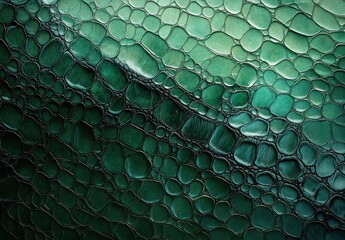 Poster - Close-up Texture of Exotic Green Crocodile Skin Showing Unique Patterns and Natural Details for Fashion or Design Projects