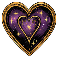 Wall Mural - PNG A gothic vector illustration of an isolated heart celestial purple gold.