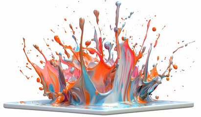 Poster - Colorful paint splashes isolated on a white background