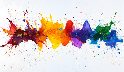 Poster - Colorful paint splashes isolated on a white background