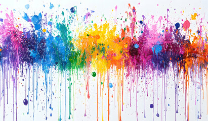 Poster - Colorful paint splashes isolated on a white background