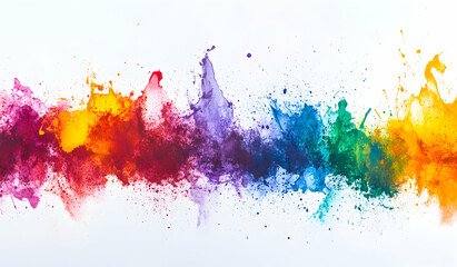 Poster - Colorful paint splashes isolated on a white background