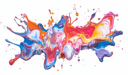 Poster - Colorful paint splashes isolated on a white background