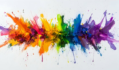 Poster - Colorful paint splashes isolated on a white background