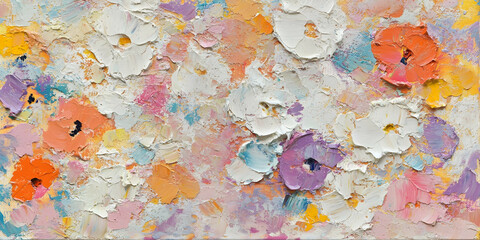 Poster - floral oil painting with palette knife texture
