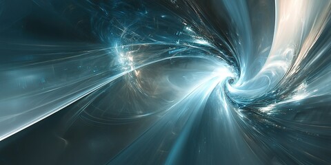 Poster - Swirling blue and white light forms an abstract whirlpool effect in a cosmic setting