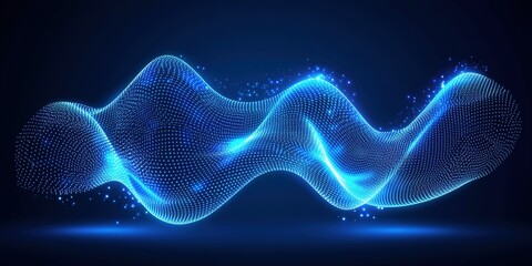 Poster - Colorful abstract wave pattern with glowing dots and light effects in a dark background