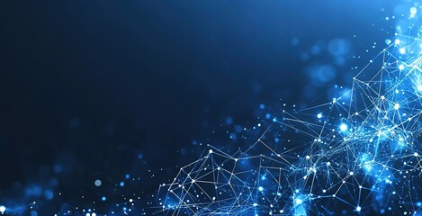 Poster - Abstract blue background with glowing connections and network patterns creating a futuristic atmosphere