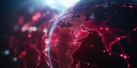 Poster - Digital globe representation highlighting global connectivity and technological advancements in networking