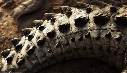 Poster - Close-Up View of Crocodile Scales Highlighting Intricate Texture and Patterns in Natural Habitat Setting for Wildlife Photography