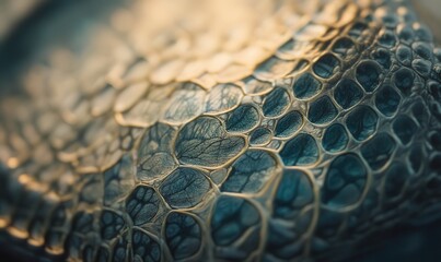 Poster - Close-Up View of Intricate Texture of Reptile Skin Showcasing Natural Patterns and Colors in Macro Photography for Nature and Wildlife Enthusiasts