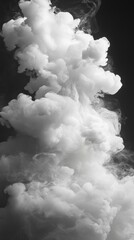 Poster - Thick white clouds rise and twist against a deep black background, creating a surreal and dreamlike atmosphere, inviting awe and contemplation of nature's artistry