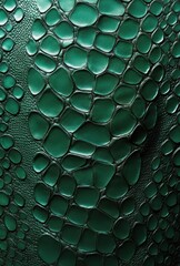 Poster - Close-up View of Textured Green Leather with Scale Pattern Ideal for Fashion, Design, and Artistic Projects Exploring Nature-Inspired Materials