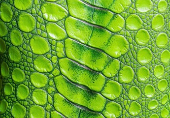Poster - Close-Up View of Textured Green Surface with Intricate Scale Patterns Resembling Nature's Beautiful Creatures in Lush Greenery