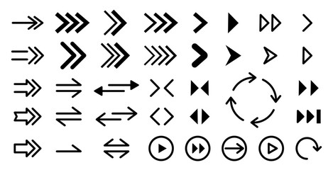 Poster - Collection different arrow set. Arrows big black set icons, arrow icon, arrow vector collection cursor. Cursor, Click. Arrow icon pack. Big set of various arrows, pointers, directions, cursors