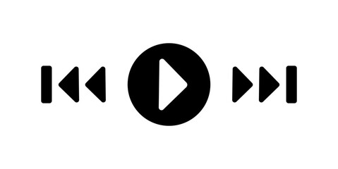 Poster - Music player icon set with play, pause, next, previous symbol. Music player bar, modern playback of music application. Media Player Buttons icon set, Play and pause buttons sign. Video controls.