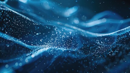 Fototapete - Abstract picture micro light sparkling particle represent data flow vivid flowing wave with high tech background, create digital effect scene perfect for energetic and fantasy wallpaper design. AIG53.