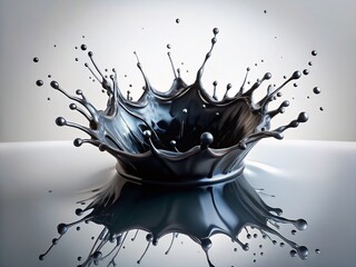 Poster - Abstract Black Ink Splash Watercolor Texture on White Background - High Resolution Aerial View