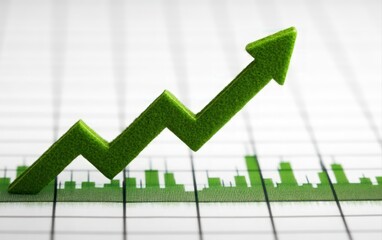 Aufkleber - Green Growth Arrow Chart Sustainable Business Success Eco Friendly Investment Growth Financial Progress Concept Image