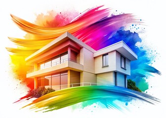 Poster - Abstract Colorful Brush Stroke Gradient Background - Architectural Design Element