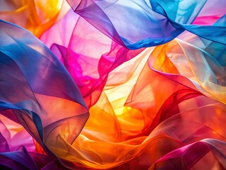 Poster - Abstract Colorful Overlapping Shapes: Vibrant Pink, Purple, Orange, and Blue Translucent Forms