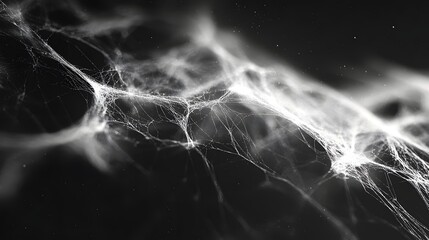 Poster - A stunning close-up of a spiderweb, showcasing its intricate design and ethereal quality. The monochrome palette enhances the image's mysterious atmosphere. Ethereal Spiderweb A Monochrome Masterpiece
