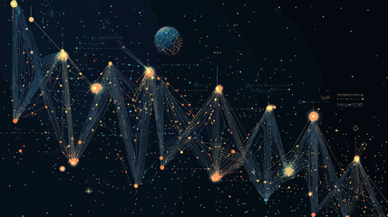 Poster - Abstract Starry Sky Growth Chart: Celestial Data Visualization in Minimalist Vector Style