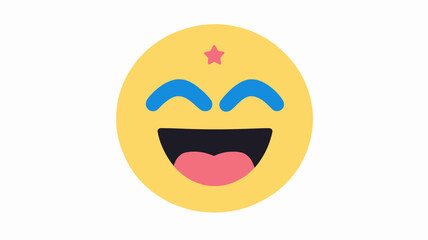 Poster - Joyful Excited Emoji with Star on Forehead Vector Illustration for Communication and Social Media