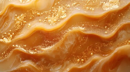 Poster - Close-up macro of golden honey, showcasing its rich texture and glistening surface. A luxurious abstract image. Golden Honey Abstract: A Luxurious Texture
