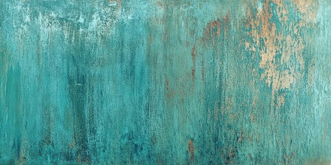 Poster - A textured abstract background featuring shades of turquoise and hints of gold, creating a calm and artistic atmosphere.
