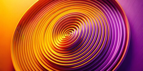 Wall Mural - abstract minimalist background: yellow purple orange spiral spin illusion