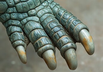 Poster - Detailed Close-Up of a Reptile Limb Showing Unique Scales and Claws, Perfect for Nature and Wildlife Projects, Illustrating Texture and Anatomy