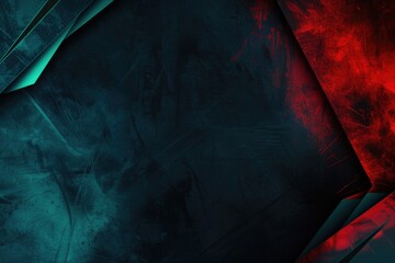 Poster - Abstract red and teal lines with splatter effects on dark background. Background image of red and blue splashing as frame. Digital art for dynamic and modern design. Modern background. AIG51.