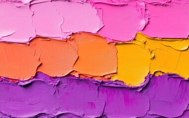 Poster - Vibrant Pink Orange Purple Yellow Paint Texture Background Abstract Impasto Oil Acrylic Color Swatch Artistic Palette