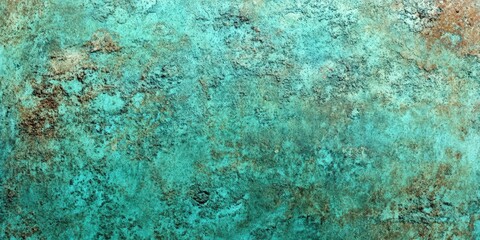 Poster - A textured surface featuring a vibrant turquoise color with hints of brown, showcasing natural patterns and a weathered appearance.