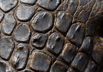 Poster - Detailed close-up of textured reptile skin showcasing scales with rich colors and intricate patterns, highlighting the natural beauty and complexity of wildlife