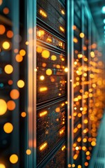 Leinwandbilder - High-tech server room featuring numerous servers and networking equipment in a modern data center environment