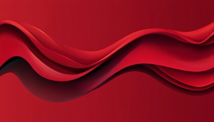Aufkleber - Abstract Red Background, Dynamic Flowing Lines, Vibrant Color Gradient, Smooth Curves, Digital Art