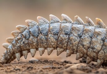 Poster - Intricate close-up of a unique reptile skin texture showcasing natural patterns and spikes, highlighting nature's engineering and diversity in the animal kingdom.