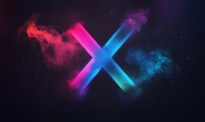 Wall Mural - the image is a colorful explosion of smoke and fire, with a large x in the middle. the x is made up 