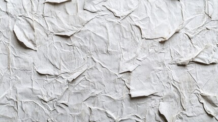 Poster - Layers of crumpled white paper form an intricate and tactile background, inviting creative exploration. Light and shadow play across its uneven surface, enhancing its visual appeal